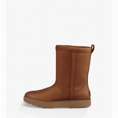 Botas UGG Classic Short Leather Mulher Marrom | PT-KCYFX